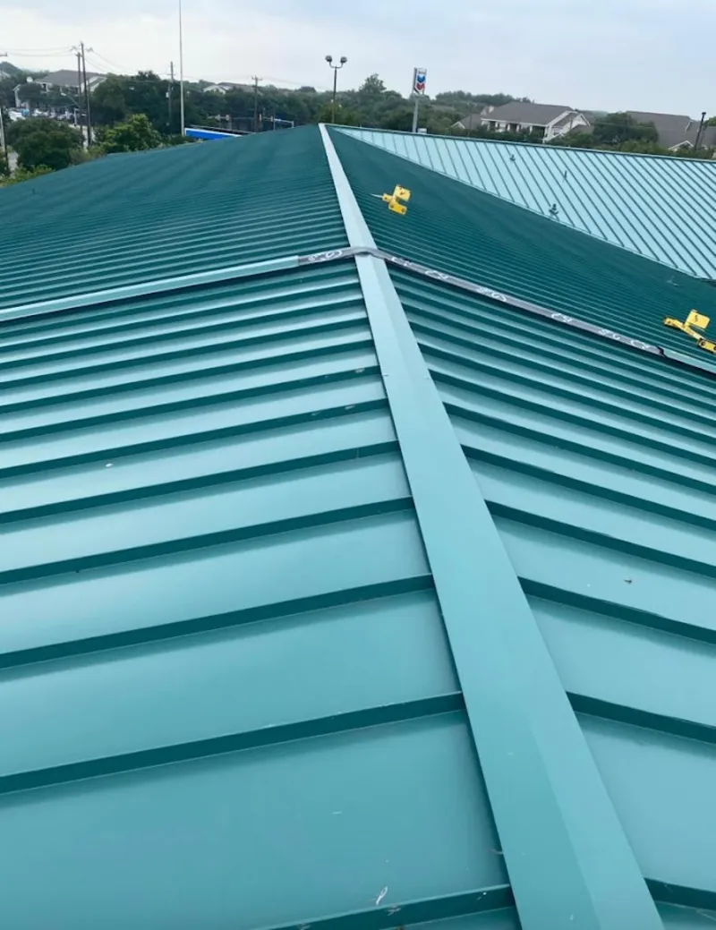 Green commercial metal roof ridge and valley for Metal Roof Repair in Anniston